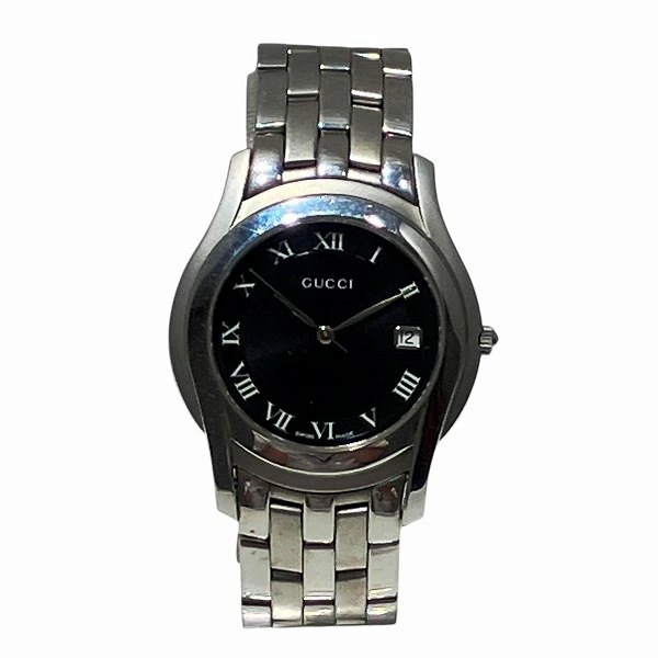 グッチ GUCCI 5500M クォーツ ブラック文字盤 時計 腕時計 メンズ 【中古】