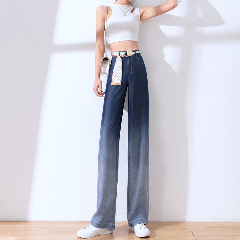 ワイドパンツ 接触冷感 デニムパンツ ウエストゴムパンツ ジョガーパンツハイウエストパンツ デニムパンツ アイスシルク清涼感デニム ひんやりボトムス30%までに制限