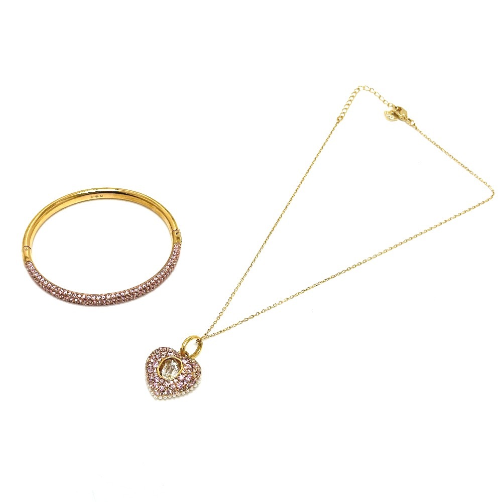 SWAROVSKI スワロフスキー ネックレス ピンク ラインストーン アクセサリー ブレス＆ネックレス ハート ペンダント GP ゴールド