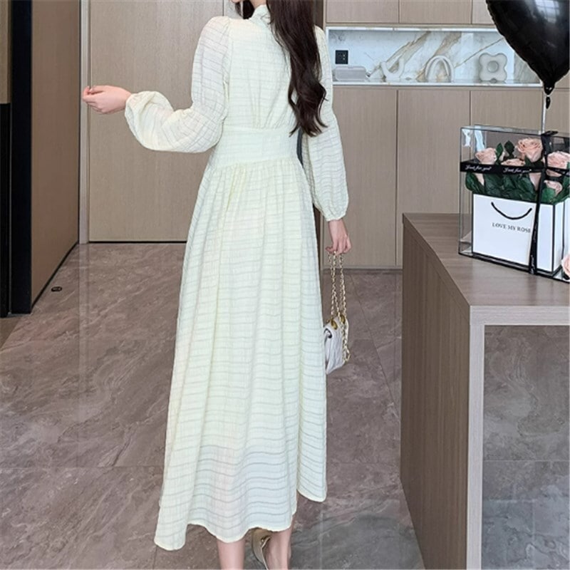 ワンピース ロングスカート ロング ロング丈 ロングワンピース 袖あり 長袖 Vネック Aライン レギュラー ハイウエスト かわいい 大人可愛い きれいめ シンプル カジュアル 大人 上品 おしゃれ
