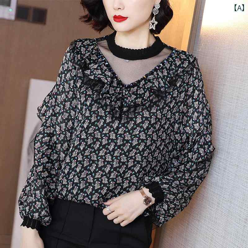 レディース シャツ ブラウス 花柄 長袖 アーバン ノーブル スタイリッシュ ショッピング オフィス コーデ