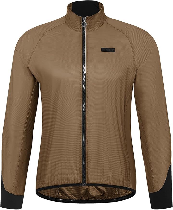 サイクルジャケット 長袖 メンズ サイクルジャージ ウインドブレーカー ロードバイク 撥水 春秋 防風 軽量 自転車用 収納可能(ブラウン, S)