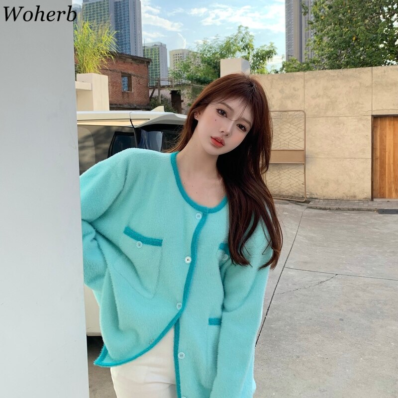 レディース長袖カーディガン 婦人服 秋冬のセーター かわいいファッション ヴィンテージ シングルブレ