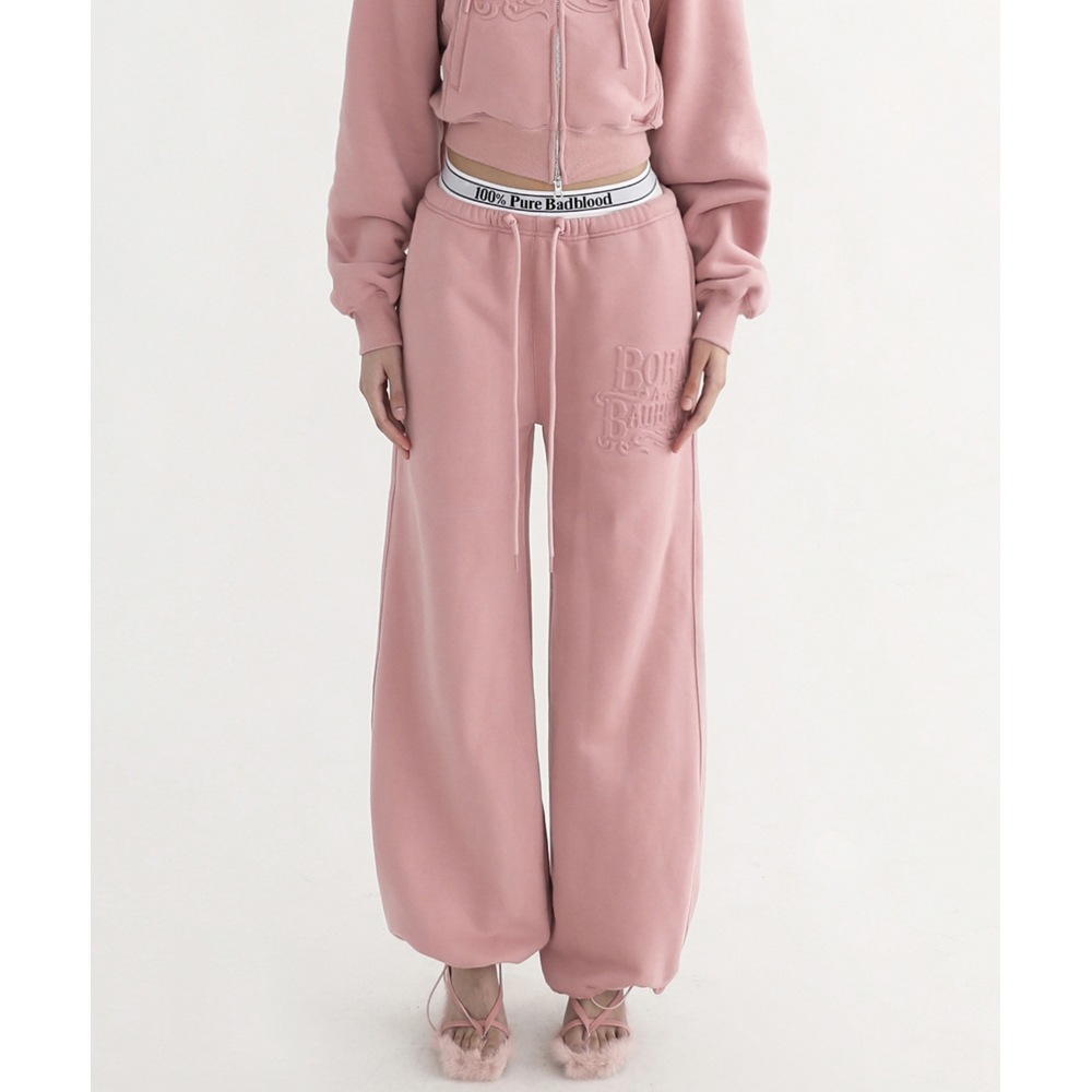 BADBLOOD 12/13 配送エンボスロゴジョガーパンツ（起毛）-ピンク