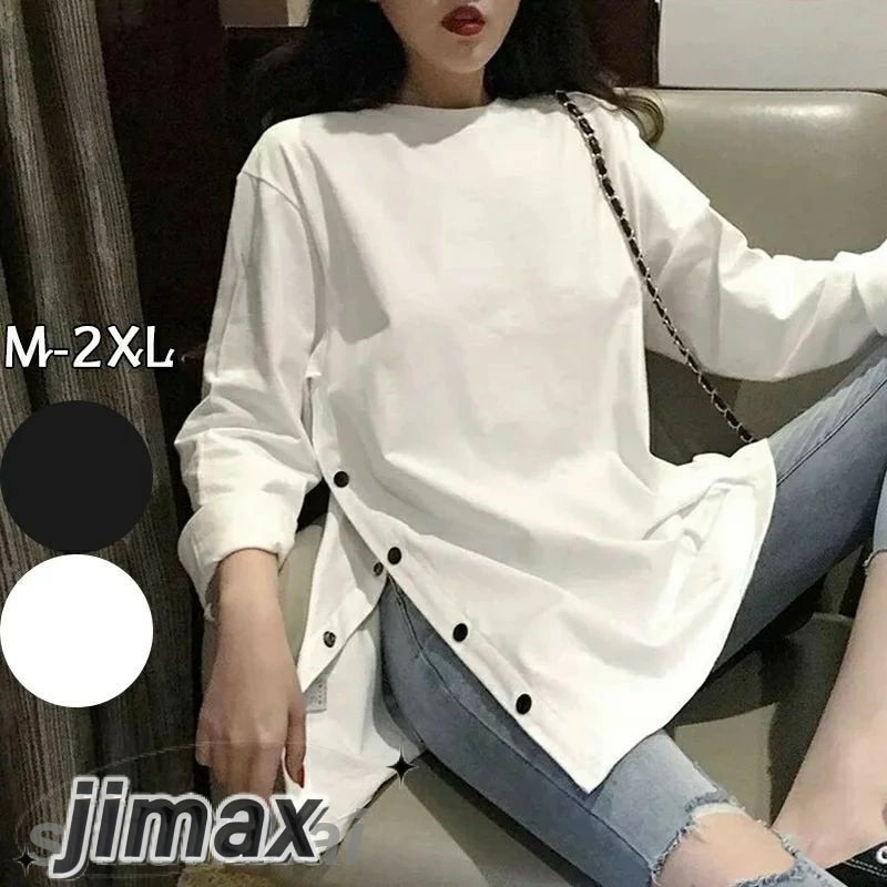 tシャツ レディース ゆったり 大きいサイズ ロング丈シルエット 夏 ビッグシルエット ビッグTシャツ オーバーサイズ 無地tシャツ コットン 綿混 シンプル 白 おしゃれ 着痩せ 通勤 30代 4 5,683円