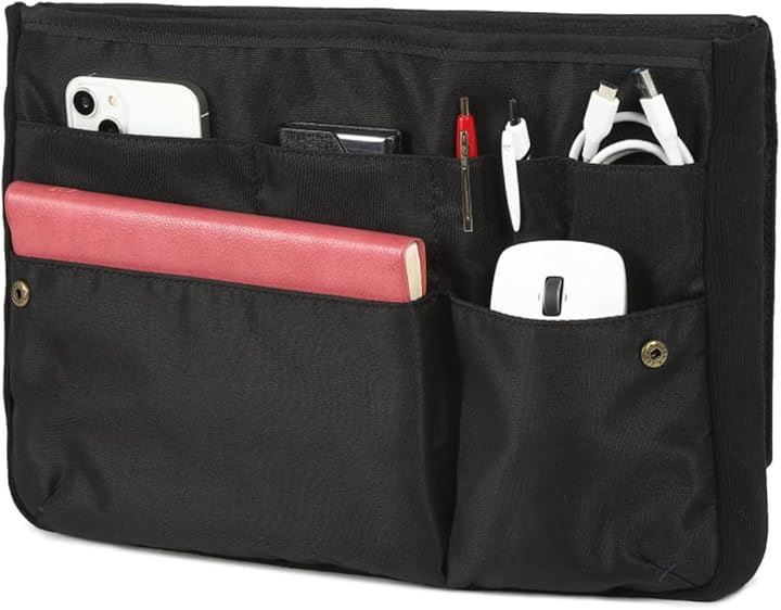 整理収納アドバイザーも推薦 PC収納 バッグインバッグ A4 軽量 薄型 トートバッグ用(01.ブラック)