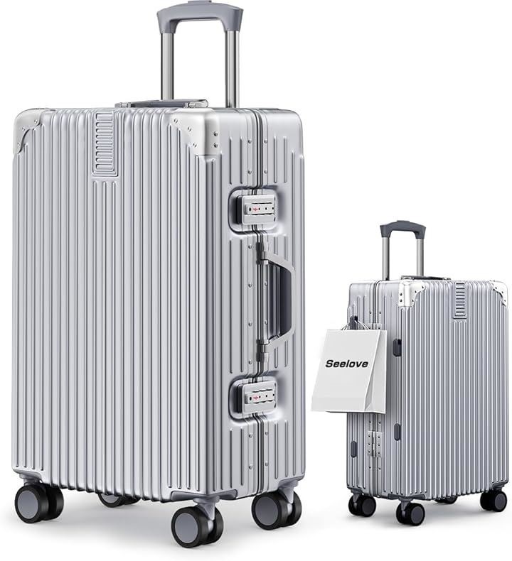 スーツケース キャリーケース 機内持ち込み ABS+PC 耐衝撃 超軽量 キャリーバッグ (a.シルバー, SSサイズ/機内持込可能（1～3泊/35L）(55x36x23.5cm))