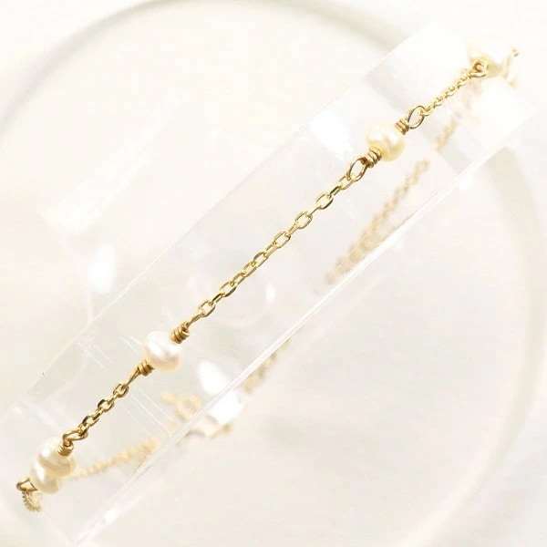 K10 10金 YG イエローゴールド ブレスレット パール(真珠) ジュエリー 中古 6,595円