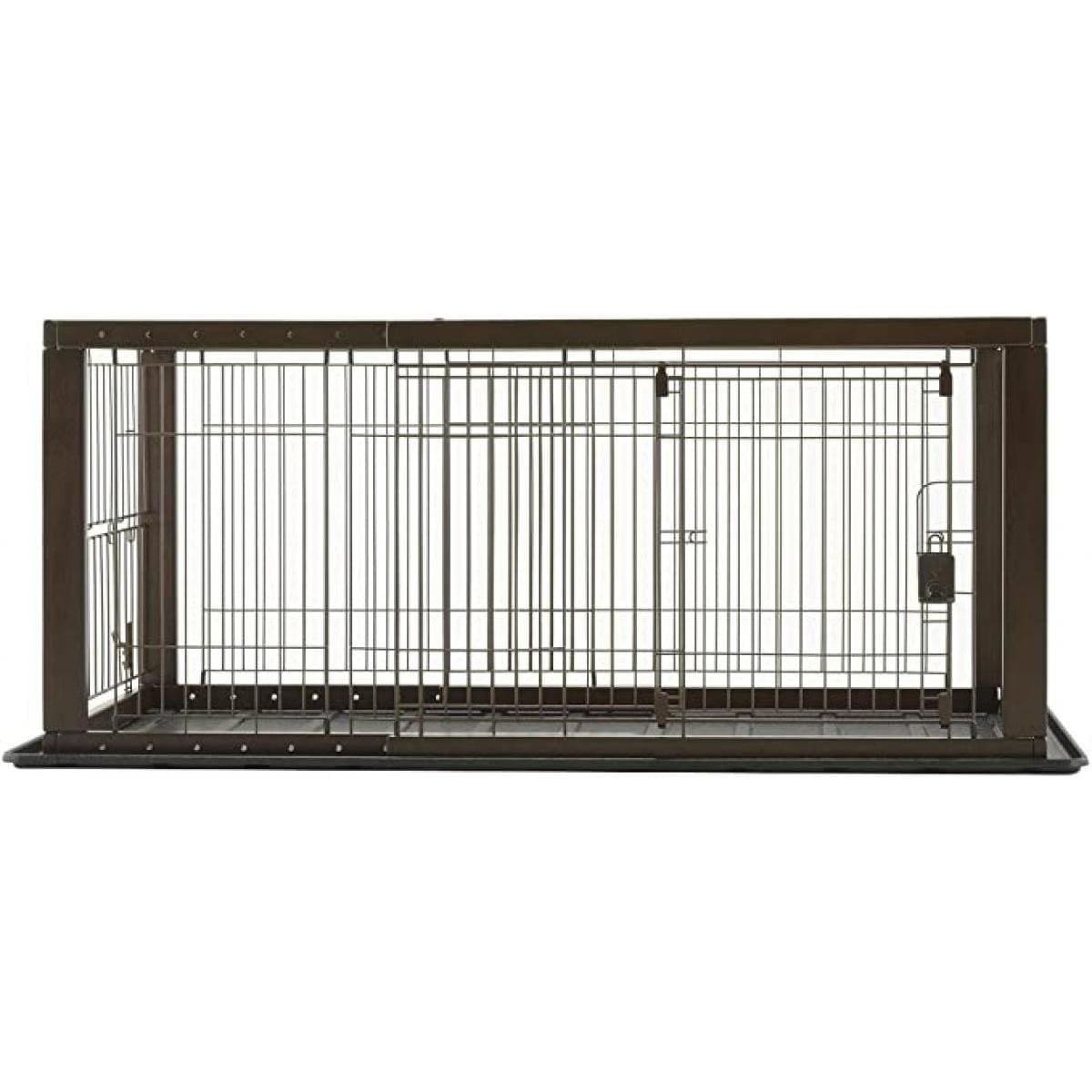 リッチェル 木製スライドペットサークル レギュラー ダークブラウン 11段階の幅調整 スライドドア ドア位置の変更可能