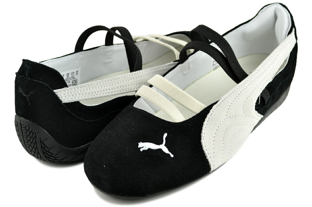 スピードキャット バレエ スウェード ウィメンズ ブラック ホワイト 401287-06