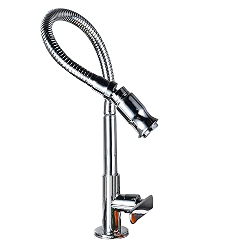 サイズ：単一冷たい水ホース付き VANRA* 水道蛇口 キッチン水栓 蛇口単水栓 任意の角度回転可能