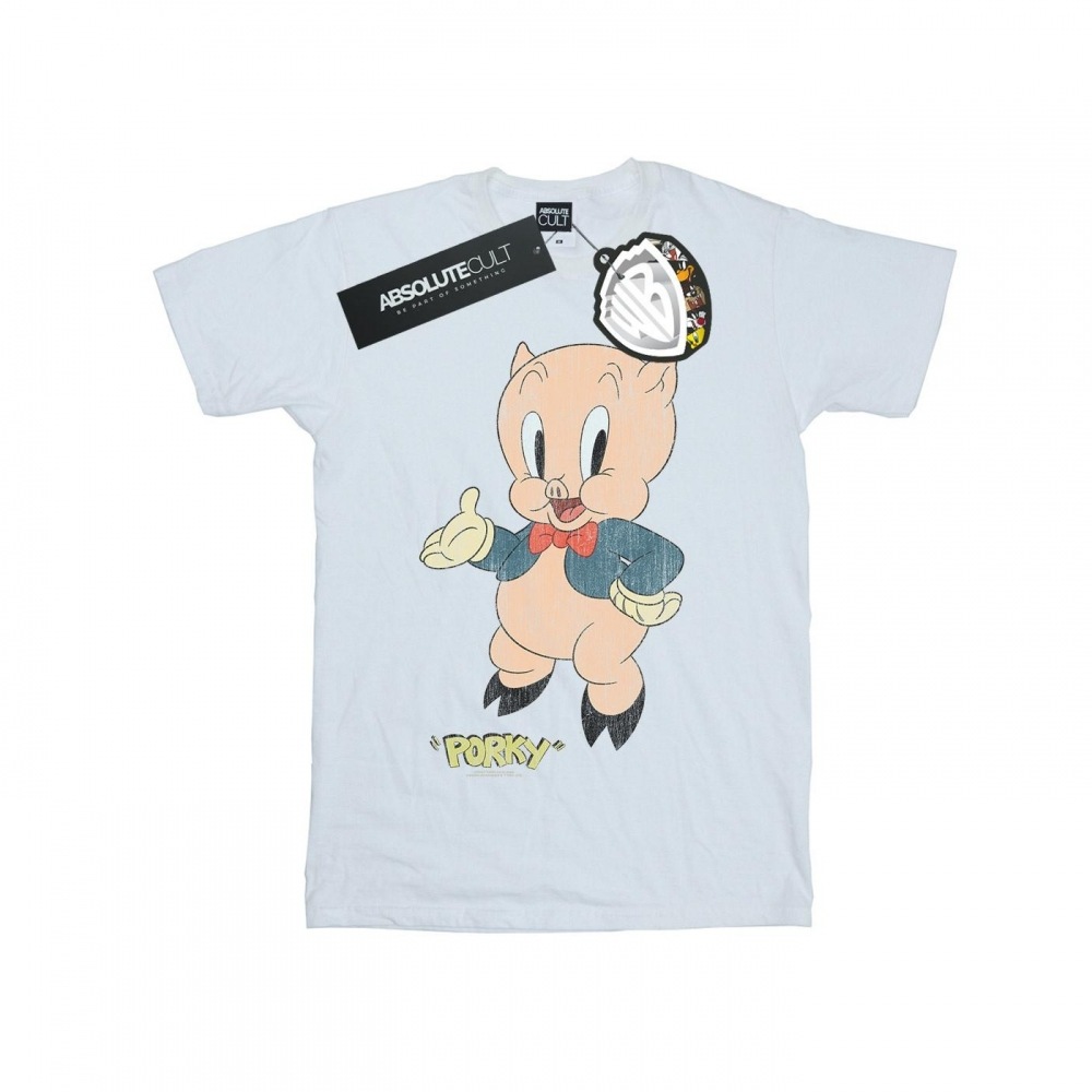 (英国より直送) ルーニーテューンズメンズポーキーピッグディストレストTシャツ