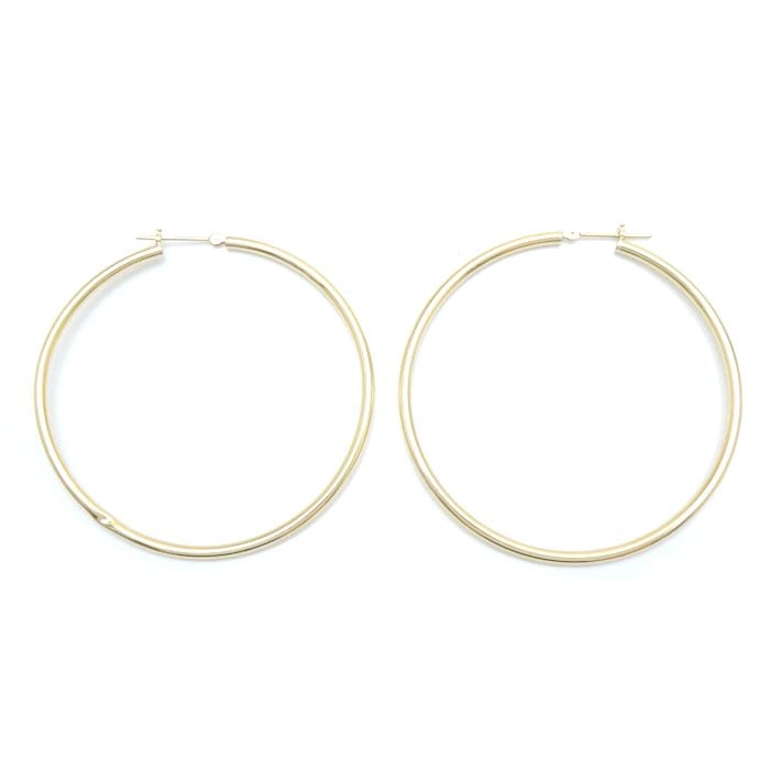 フープ ピアス 5cm K18YG イエローゴールド/28075【中古】