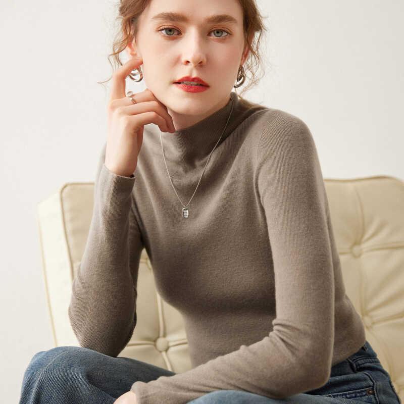 レディース 上品 上質 お洒落 セーター 100超 極細 プルオーバー シームレス ハーフ タートルネック ニット ベース セーター 16,527円