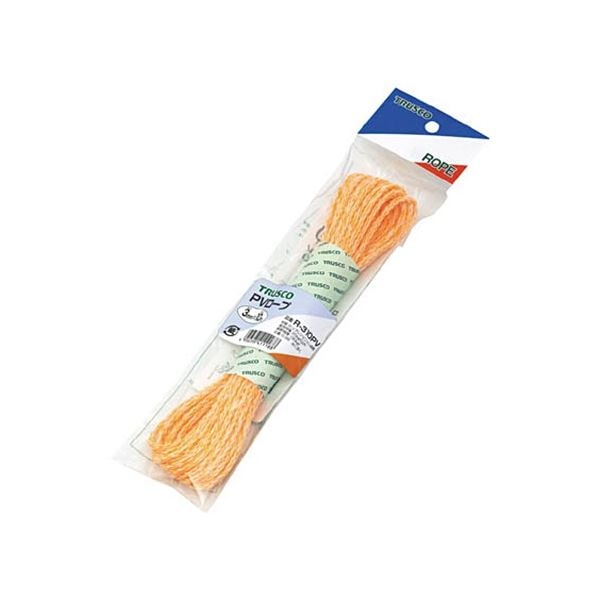 (まとめ) TRUSCO PVロープ 3mm×10m 袋入 黄 R-310PV 1巻 (×20セット)