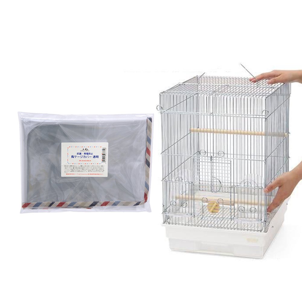 鳥籠　ＨＯＥＩ　３５手のり　銀色メッキ（底色：ホワイト）＋抗菌・帯電防止鳥ケージカバーセット（３７０X４１５X５４５）　ＣＲＣ55―10―10―00―00