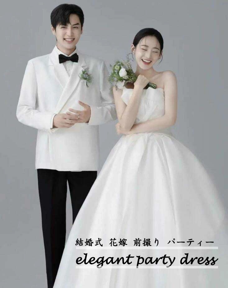 大特価レディースドレス 結婚式 花嫁ドレス ウェディングドレス レディースワンピース ロングドレス ホワイト エレガント おしゃれ 韓国風 着痩せ 新着 チューブトップ オフショルダー 編み上げタイプ