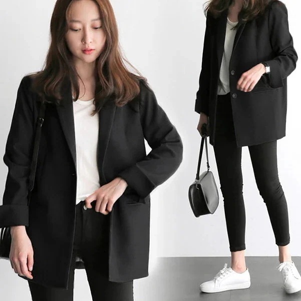 [最安値挑戦]！3XL 大きいサイズ 秋冬 ジャケット 体型カバー ゆったり アウター ミドル丈 ブラック レディース テーラードジャケット