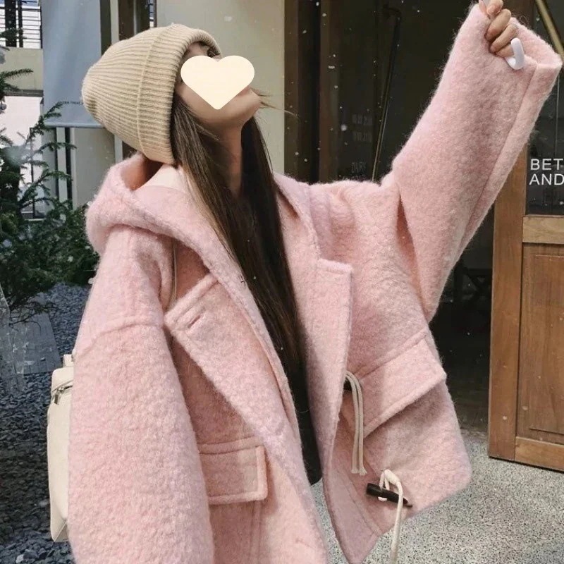 レディース 秋冬 ホーンボタン ウールコート ショート丈 高級感 ウールコート