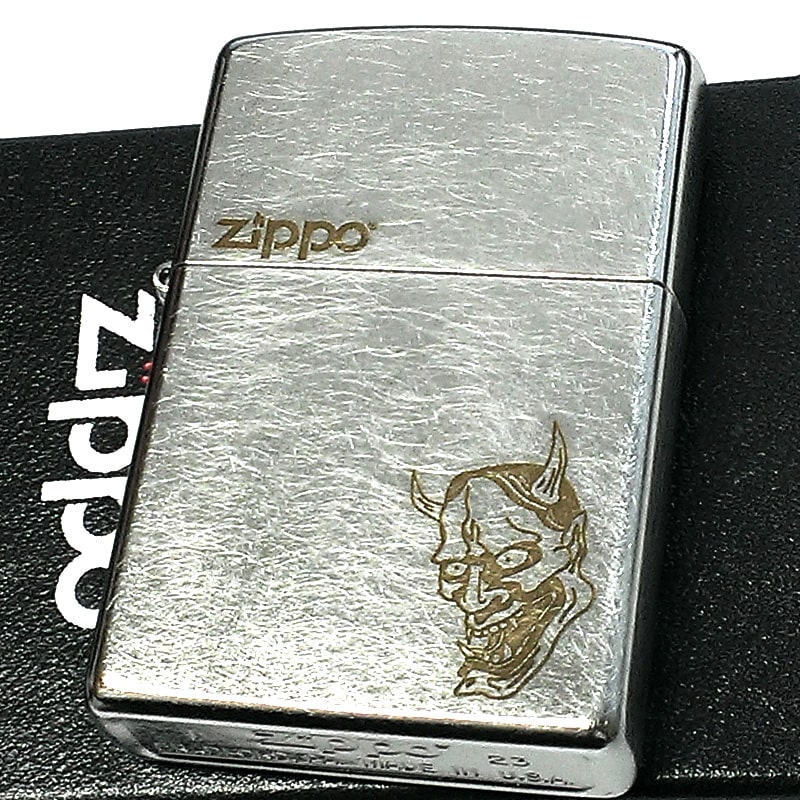 ZIPPO 和柄 般若 ジッポ ライター ロゴ 渋い アンティーク シルバー おしゃれ 日本 シンプル かっこいい 彫刻 銀 メンズ プレゼント ギフト