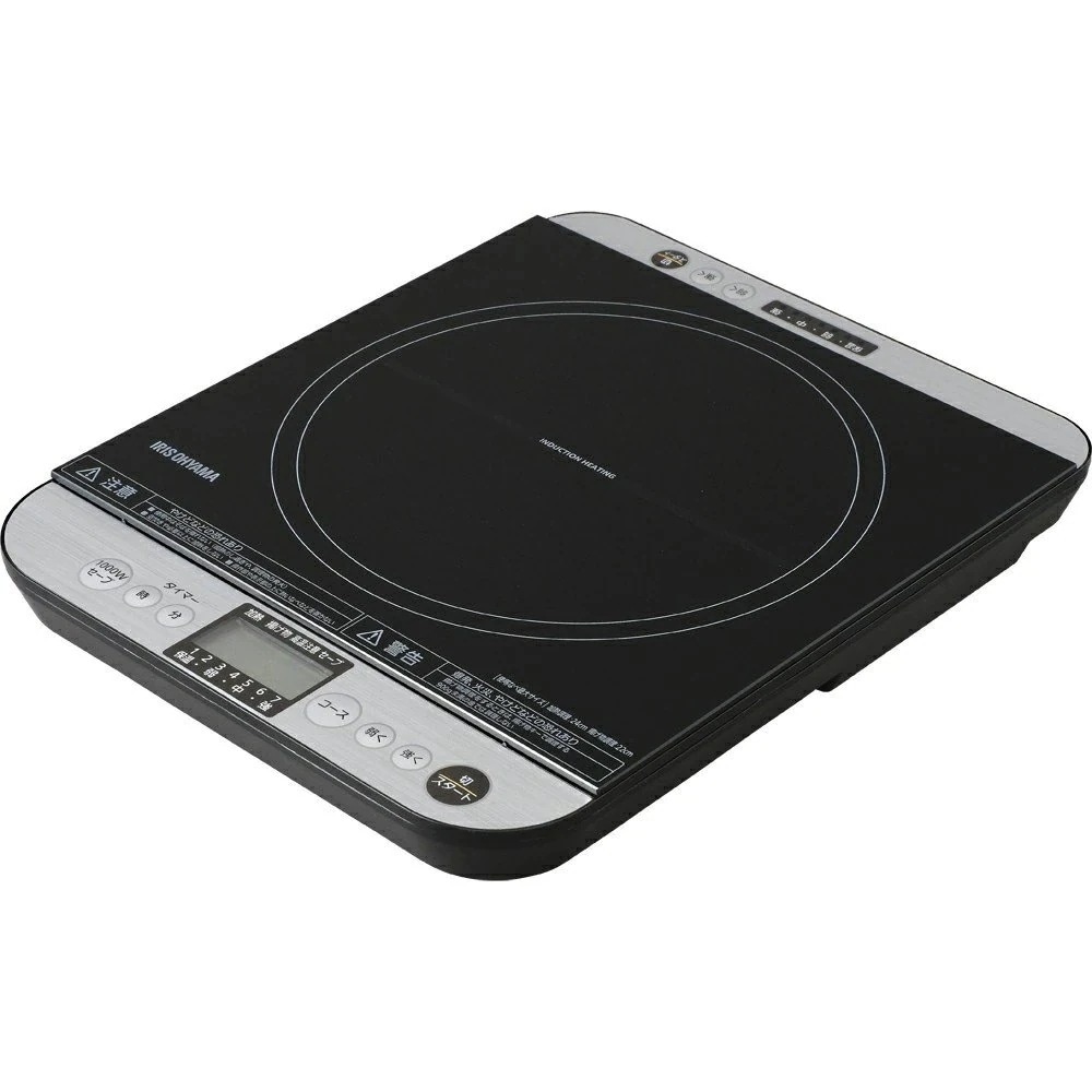 IHコンロ 1口 IHクッキングヒーター 液晶付き 1400W 両側操作パネル 卓上 7段階火力調整 ブラック IHC-T61-B