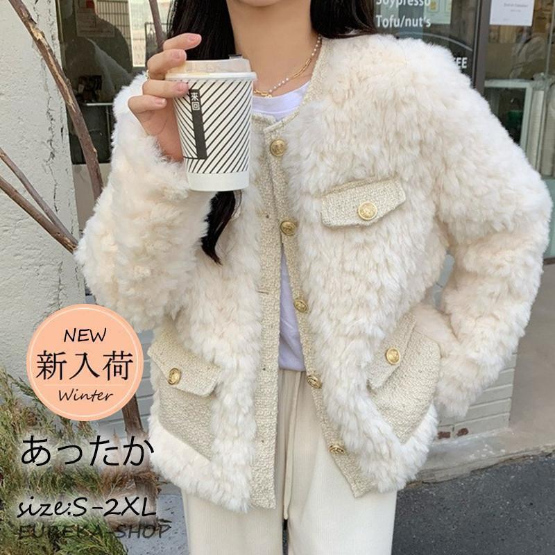 本日限定フリースジャケット レディース ブルゾン ファー ジャケット アウター ノーカラー もこもこ ふわふわ アウトドア 厚手 暖か 防寒 秋冬 通勤 上品フリースジャケット レディース ブルゾン
