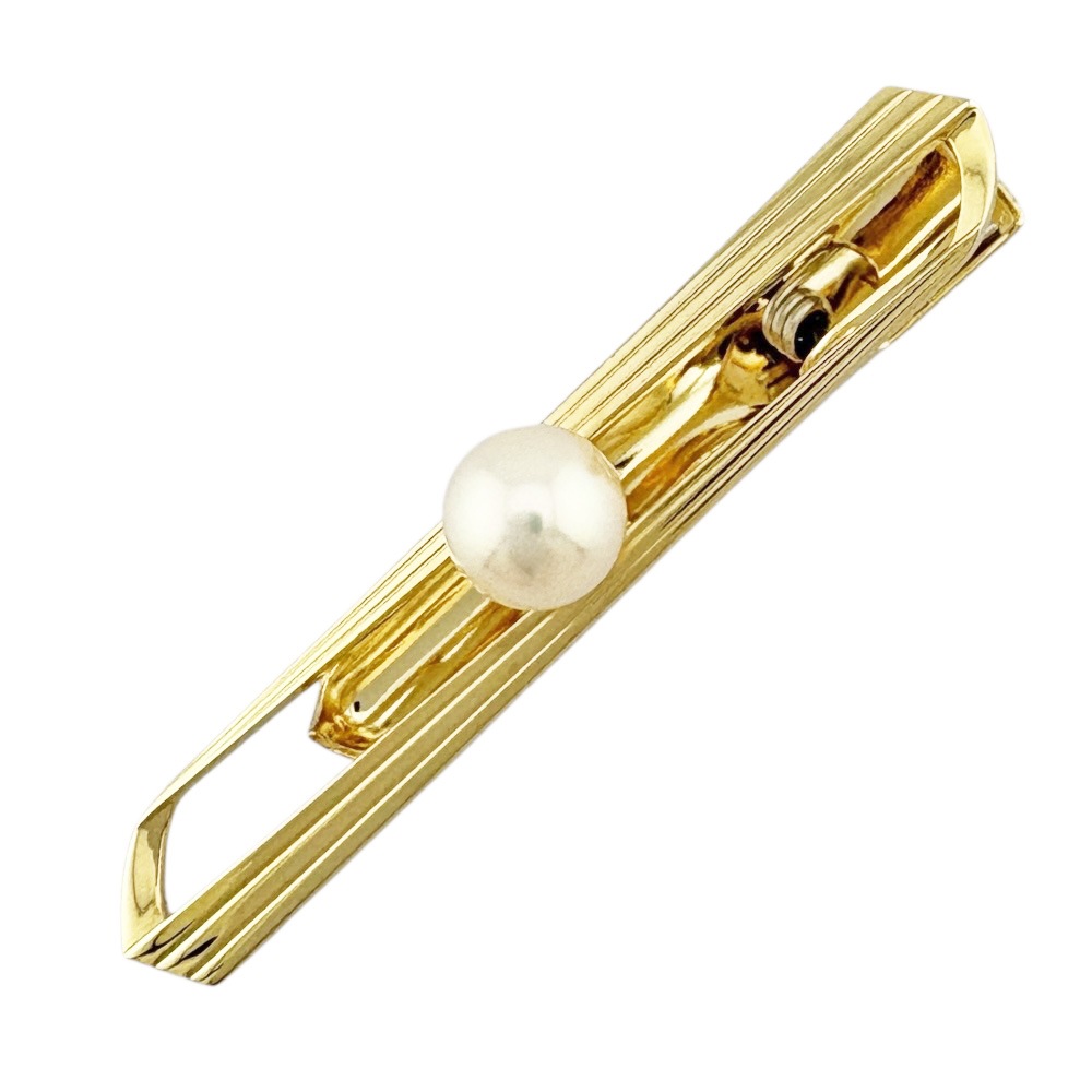 ミキモト タイピン K14イエローゴールド パール MIKIMOTO 中古 美品