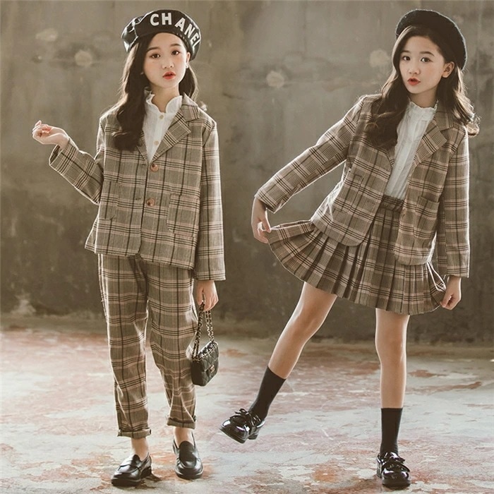 【大好評！最安値挑戦!】女子 スーツ 入学式 スーツ 女子 卒業式 パンツスーツ スカートスーツ アンサンブル 女子 子供服 スーツセット 2点セット 小学校 ジュニアスーツ チェック柄 フォーマルス