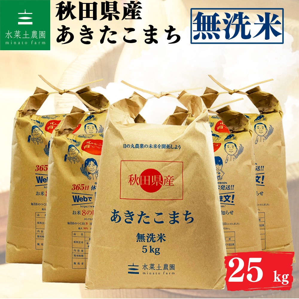 あきたこまち 無洗米 25kg 秋田県産 令和6年産 選べるお試し袋付き