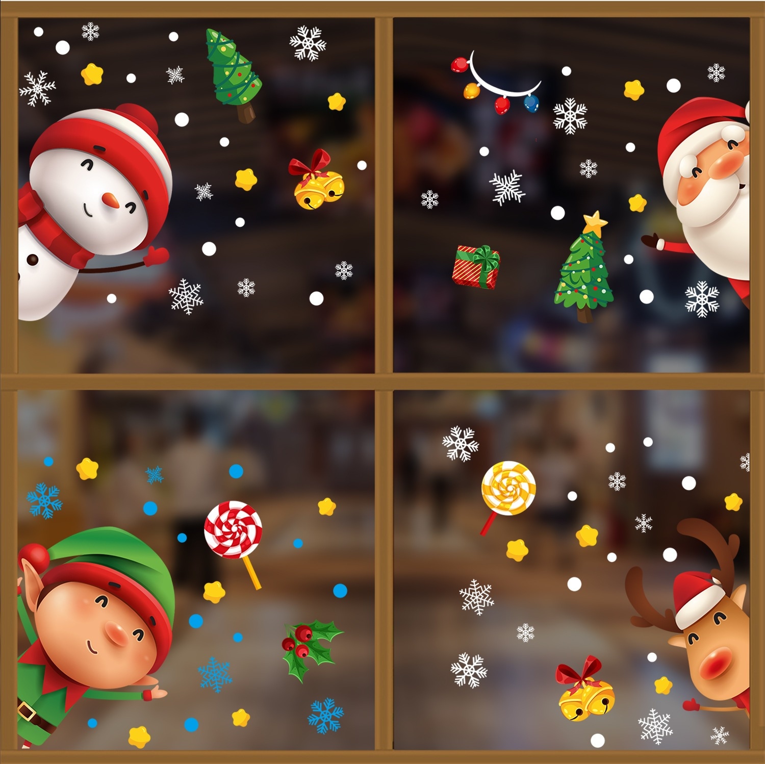 10個セット クリスマス装飾ガラス障子静電気貼り店舗ショーウインドーサンタクロース自己粘着窓花貼り