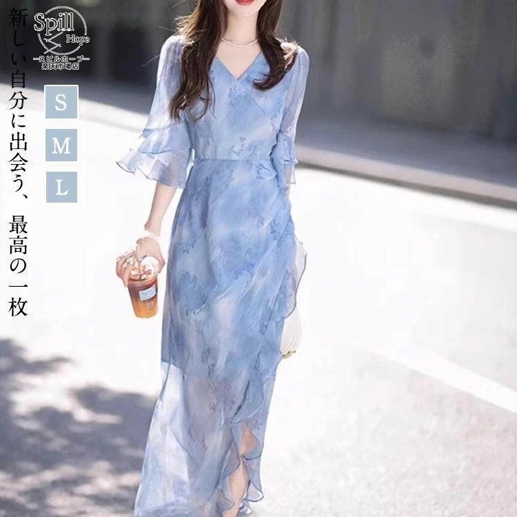 母の日【夏の】【出荷が迅速】ワンピース レディース 春 夏 きれいめ Aライン 袖あり 五分袖 ゆったり 体型カバー 女性 ワンピース ビーチワンピース ロング丈 結婚式 お呼ばれ 二次会 お宮参