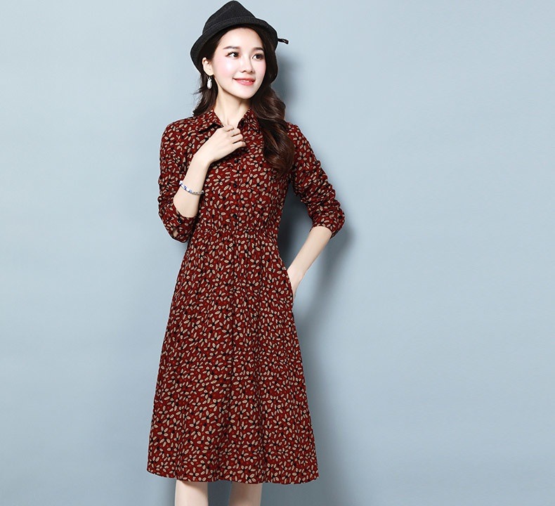 1136.花柄Aラインワンピース(レッド&イエロー) 100,000円