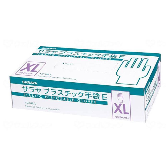 サラヤ プラスチック手袋E 粉なし （XLサイズ) 100枚入