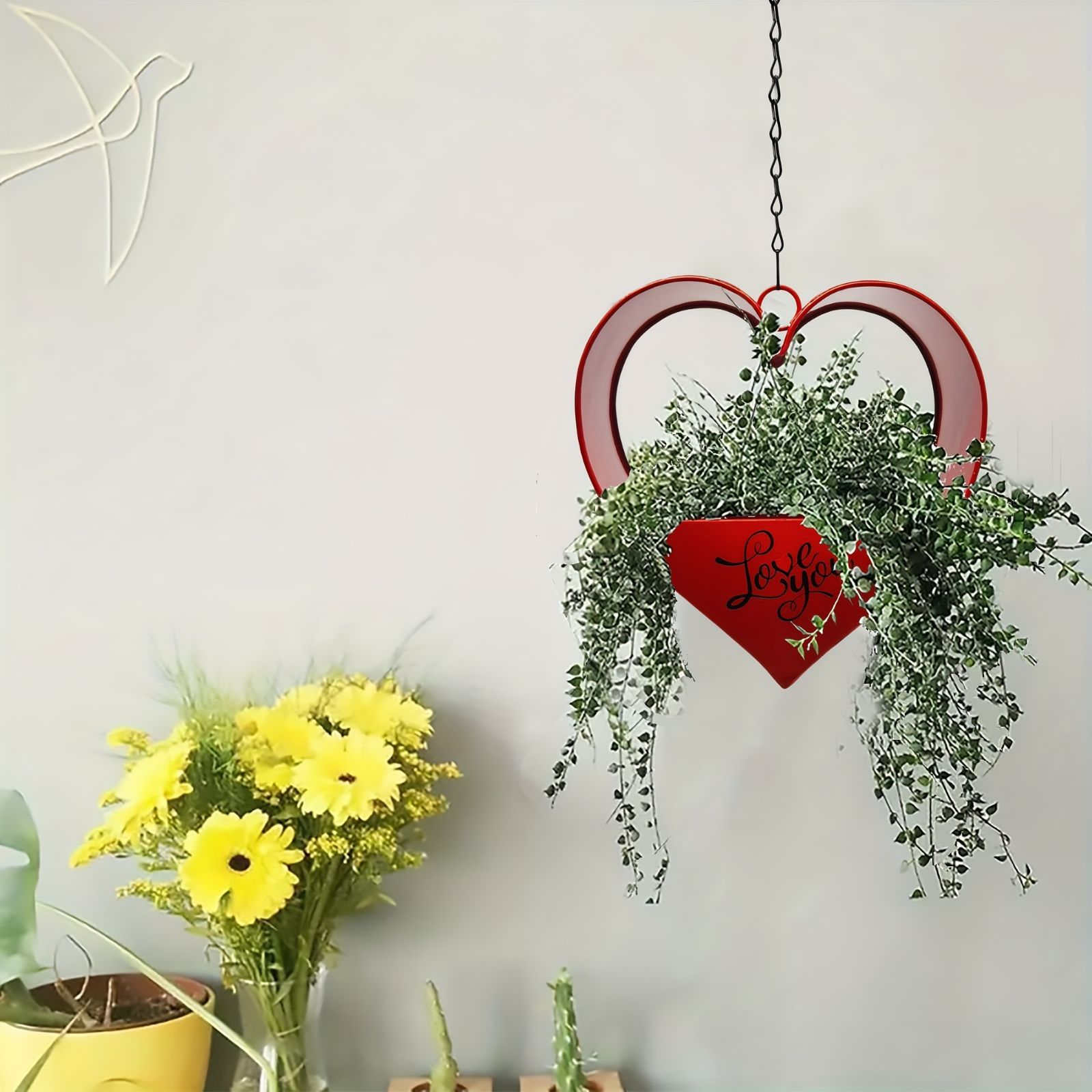 ハンキングプランター 吊り下げ プラントハンガー ハート型 ヴィンテージ風 3種類 植物 ハンガーポット 観葉植物 多肉植物 サボテン インテリア シンプル 屋内 屋外 リビング ダイニング ガーデニ