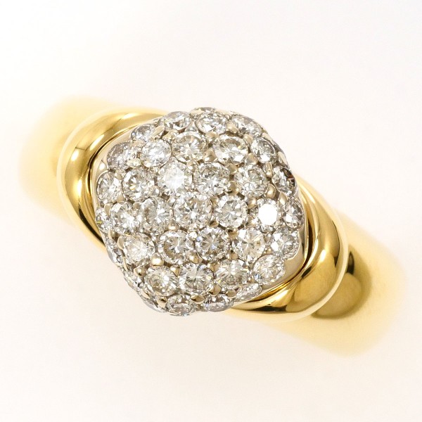 K18 18金 YGWG リング 指輪 11号 ダイヤ カード鑑別書 ジュエリー 中古