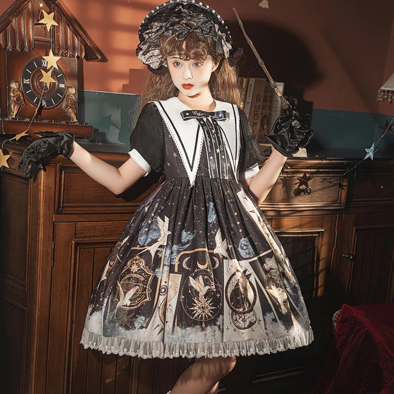 OP半袖学生風ロリータ ワンピース ドレスセーラー服コスプレ かわいい レトロイベントお嬢様 蝶結び メイド学生卒業式入学式 A278