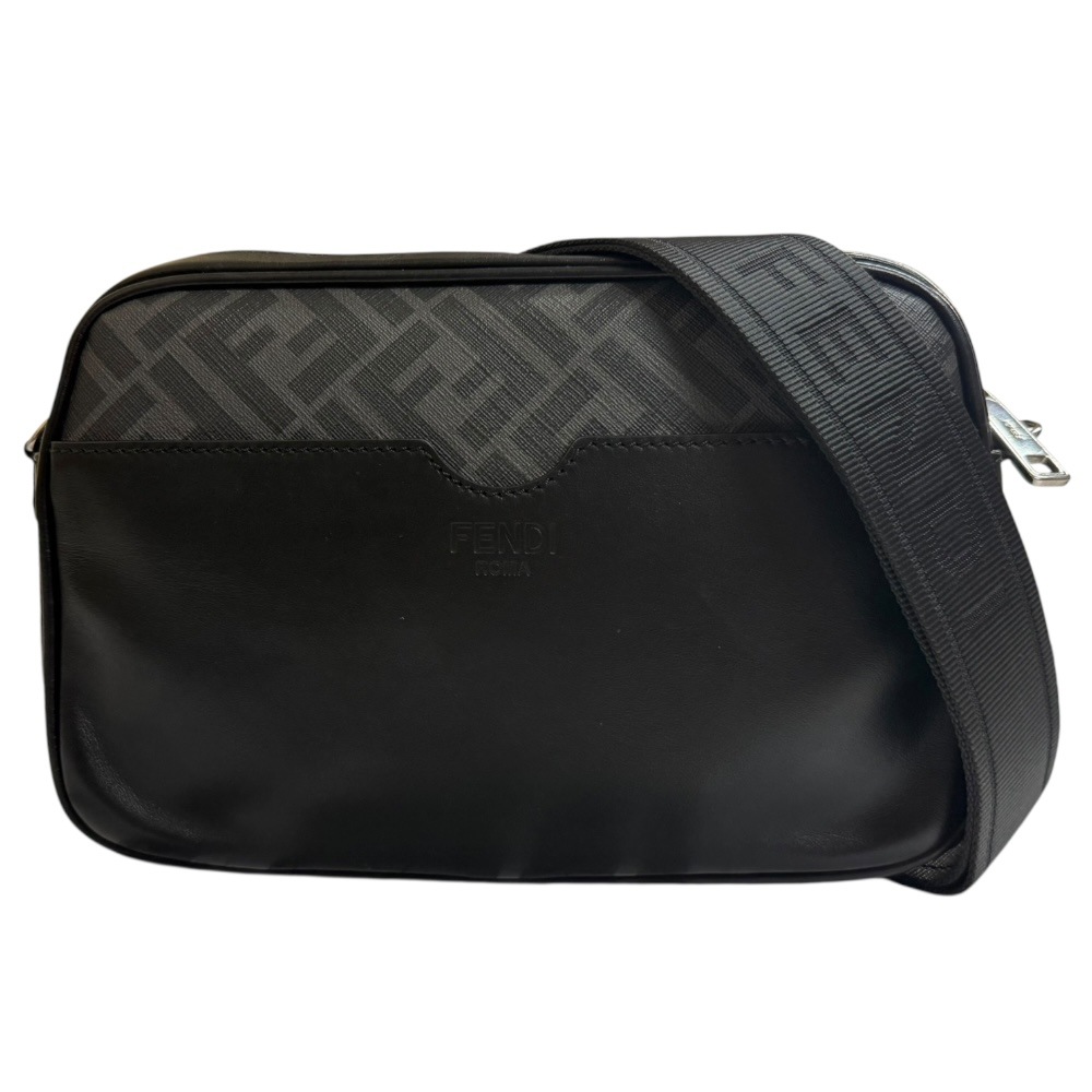 フェンディ カメラケース ミディアム ズッカ ショルダーバッグ レザー 7M0286 ブラック FENDI 中古