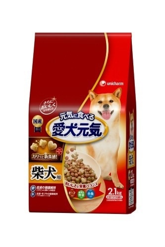 （まとめ買い）愛犬元気 柴犬用 ビーフ/緑黄色野菜/小魚入り 2.1kg ドッグフード [x3]