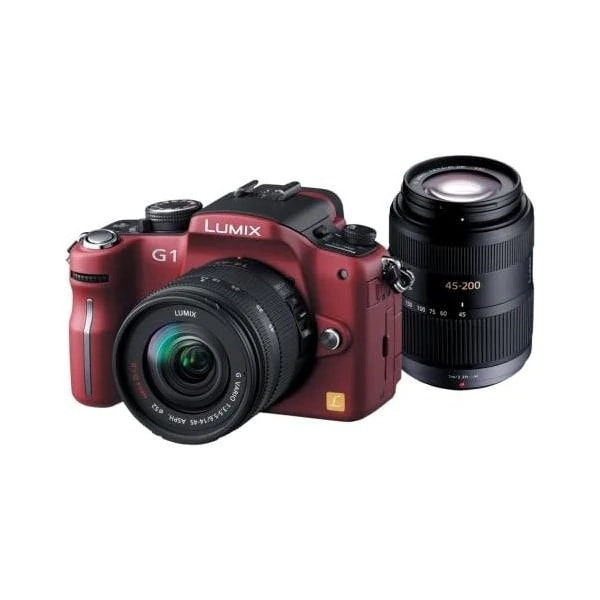 【中古】パナソニック デジタル一眼カメラ LUMIX (ルミックス) G1 Wレンズキット コンフォートレッド DMC-G1W-R