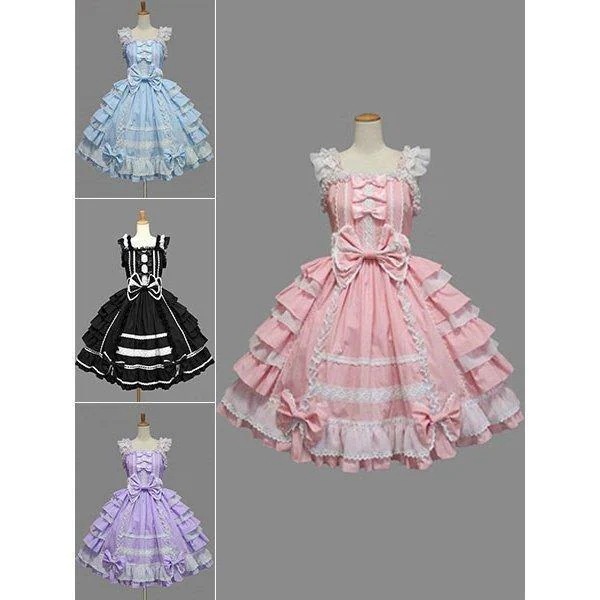 迅速な出荷ワンピース　レース　リボンアイドル衣装　　フリルレイヤーロリータジャンパースカート　甘いロリータワンピース　　ロココ　ピンク2個ごとに11 円き597
