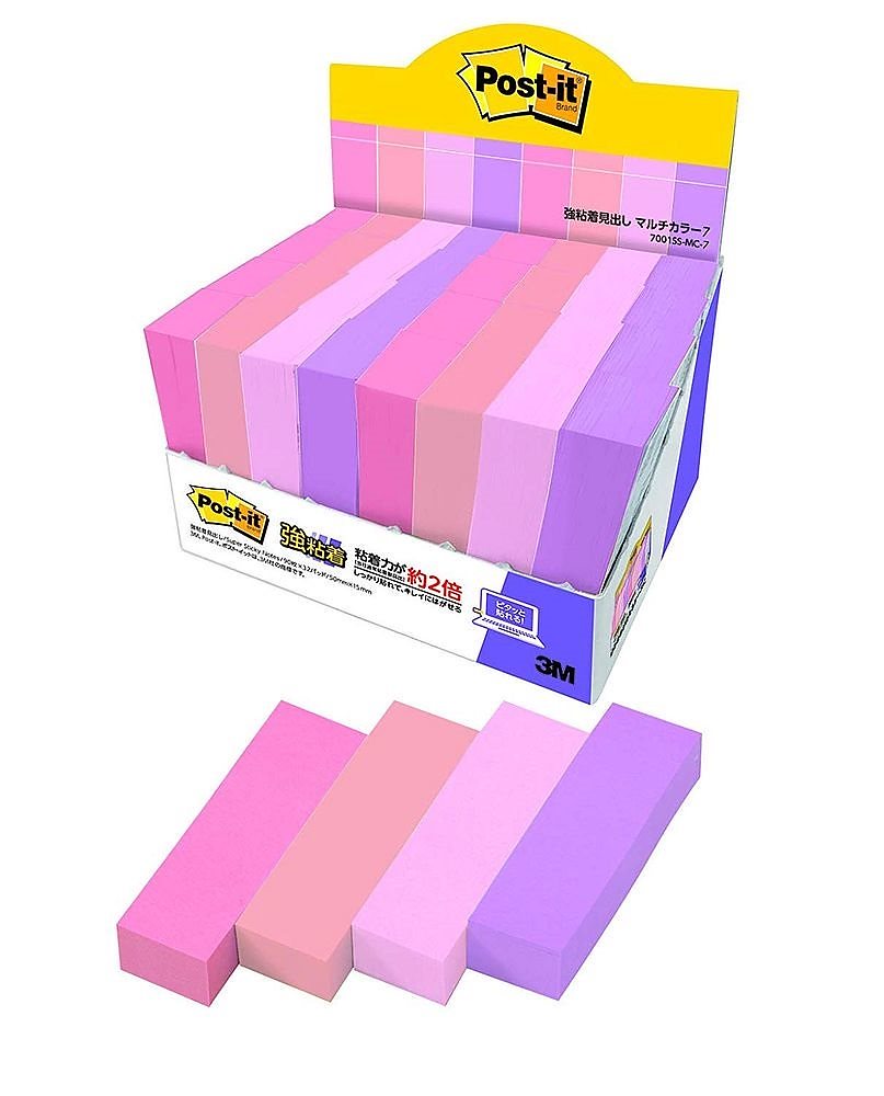 （まとめ買い）ポストイット 強粘着見出し マルチカラー7 増量パック 50x15mm 90枚x32パッド 7001SS-MC-7 [x3]