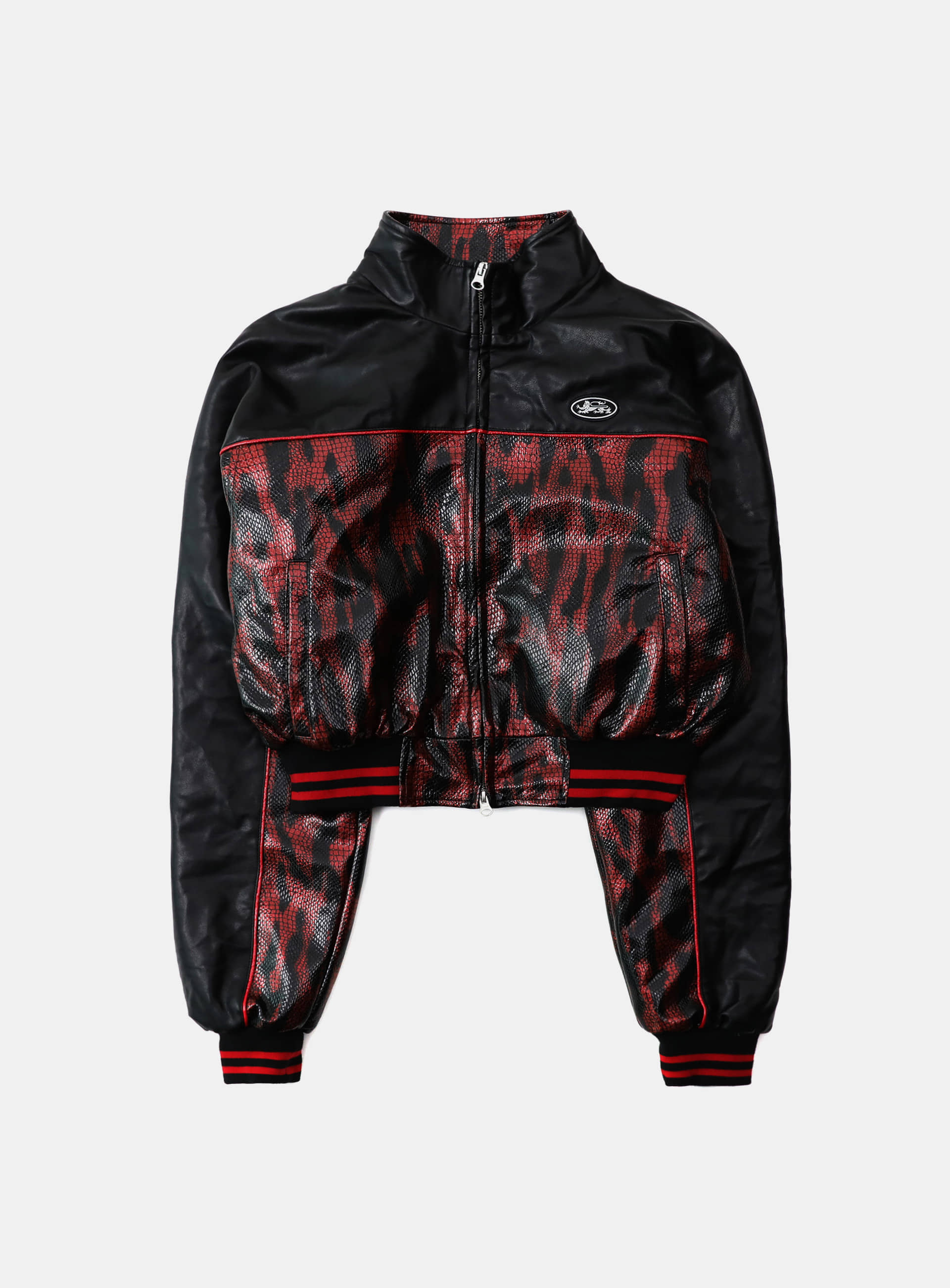 【BADBLOOD】25FW CONTRAST LEATHER TRACK JACKET : RED PYTHON