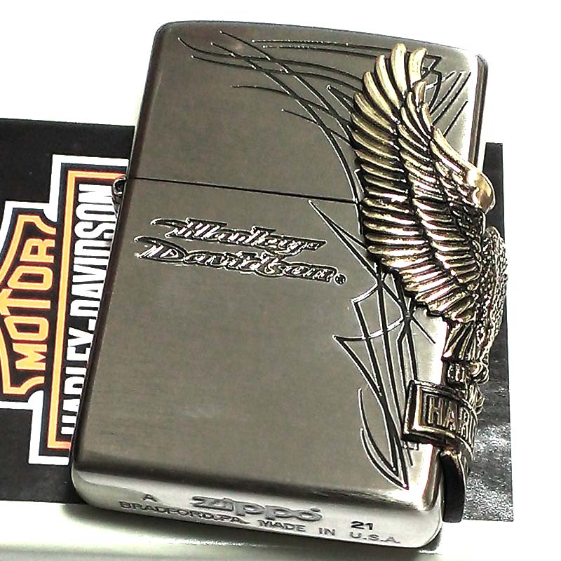 ZIPPO ライター ハーレーダビッドソン ジッポ イーグルメタル アンティークシルバー 両面加工 国内限定モデル 銀 かっこいい 鷲 おしゃれ メンズ ギフト プレゼント