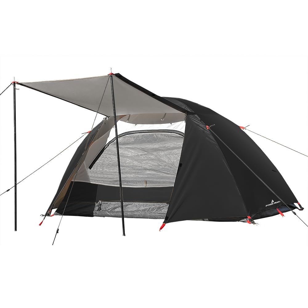 PYKES PEAK (パイクスピーク) テント 1人用 一人用 ソロ 組立て簡単 キャンプテント ドームテント シルバーコーティング ペグ・ロープ・キャリーバッグ付き