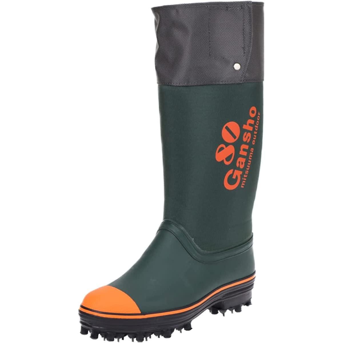 ミツウマ 岩礁80型NS ピンスパイク 長靴 濃グリーン 25.0cm　足首固定用バンド付 作業用 釣り 氷雪 204101 22,275円