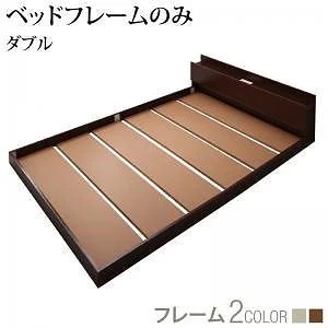 [組立設置付]棚/ライト付 フロアベッド [スパジオ] ベッドフレームのみ/マットレスなし ダブル オークホワイト