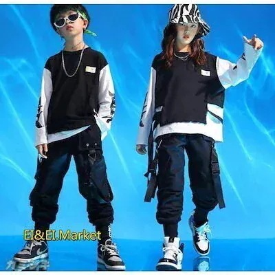 【3日出荷】ダンス衣装 キッズ ホップ 2点セット Tシャツ ズボン 子供服 男の子 女の子