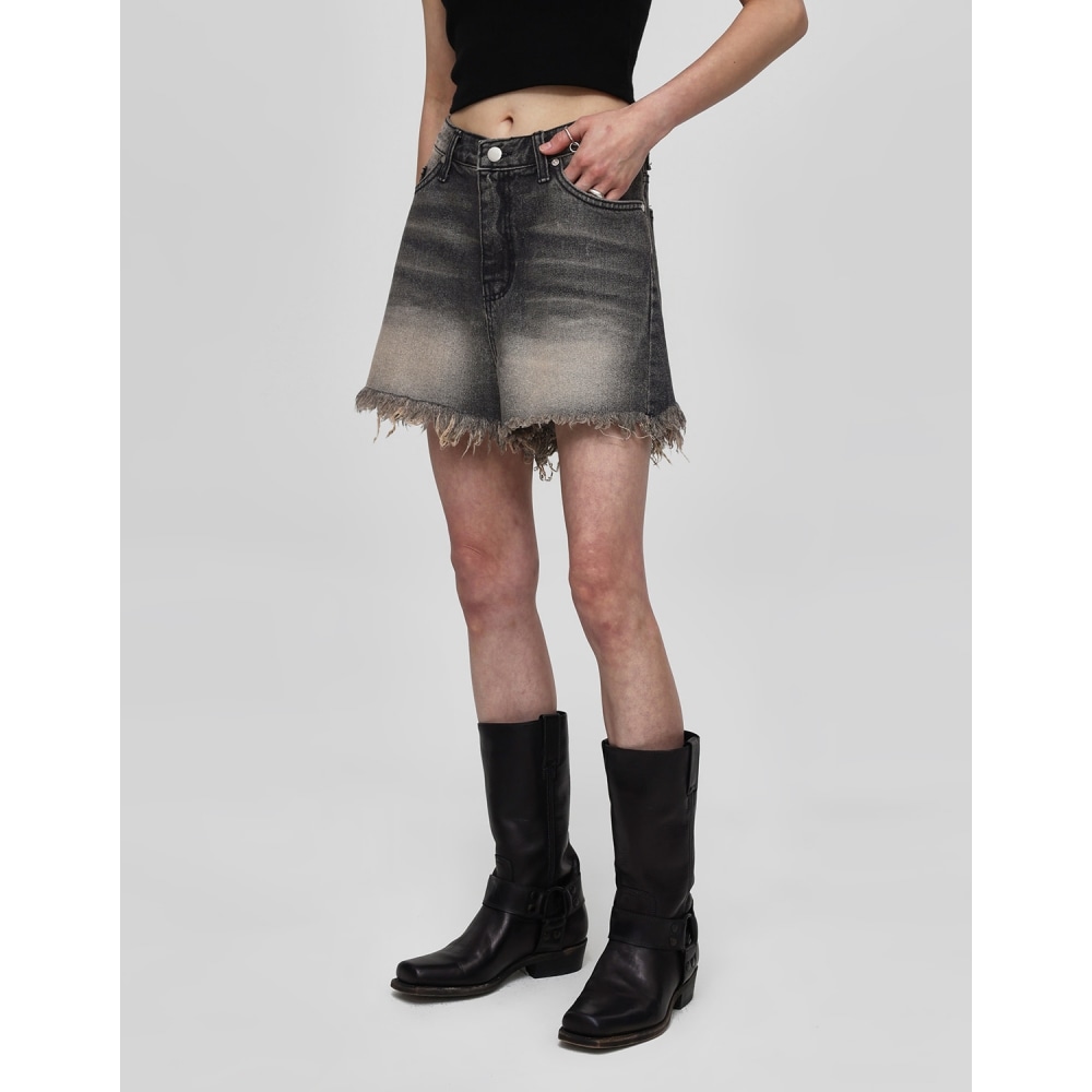 ブラックアップウィードデニムショーツ