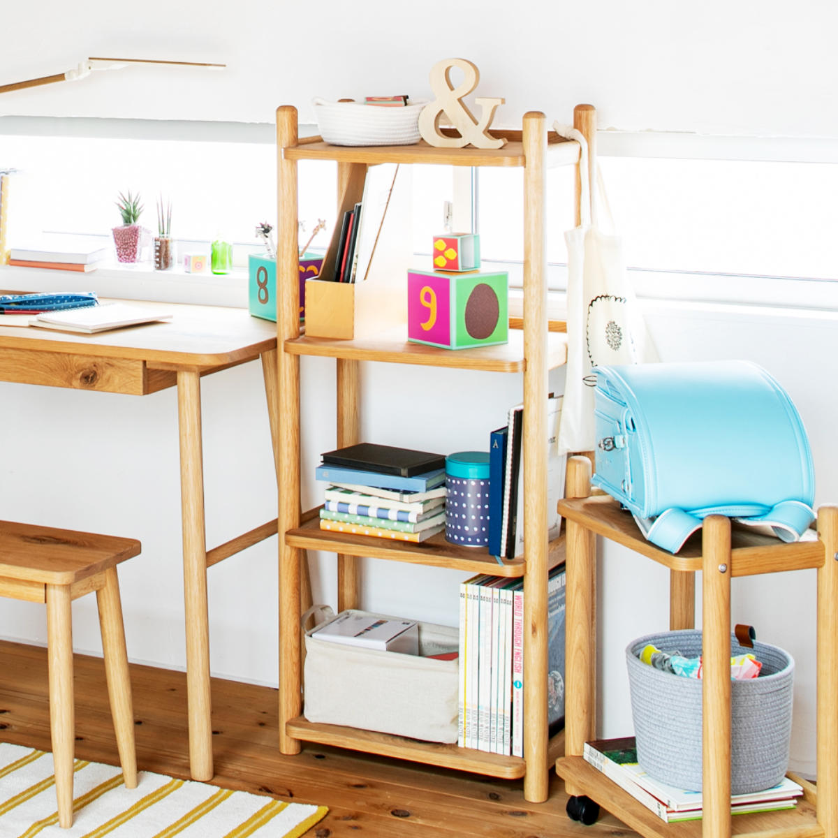 オープンラック 幅50cm 高さ115cm 書棚 パルレ ラック 棚 シェルフ 収納 木製 天然木 4段 本棚 デスク横 リビング スリム 木製ラック 奥行30cm デスクサイドラック 整理