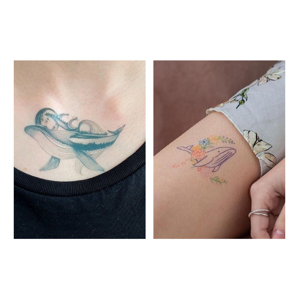 クジラタトゥー3種+マットフィクサーセット タトゥーシール タトゥーシールステッカー タトゥーファッション